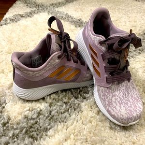 Adidas Edge Lux purple and gold tennis shoes
